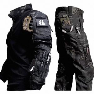 Nuevo traje de caza táctico Entrenamiento al aire libre Conjunto de camuflaje transpirable duradero Impermeable Secado rápido Combate militar Conjunto de dos piezas z4VB #