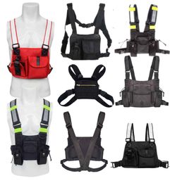 NIEUW TACTISCHE VEST CHEST RIG TAG Verstelbare Radio Borst Harness Holster Walkie Talkie Pouch Sports Outdoor Reflective Strip Oxford 9834926