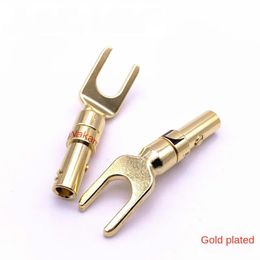 NIEUW TAIWAN MIDDEN KOPER GOLD GOLD PLOKEN HAIL DRAAD Y-plug/u-plug/luidspreker kabel rubberen gewricht voor Taiwan Gold Plated Plug