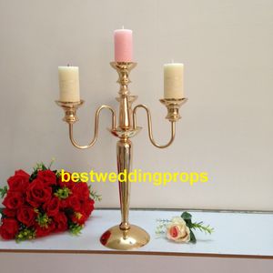 Decoratie Nieuw (3rams) Lange Gouden Kaarshouder Kaars Stand Bruiloft Tafel Centerpiece Event Road Lead Flower Rack Best0288