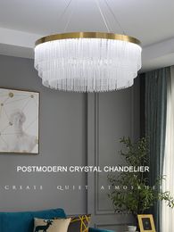 NIEUWE TASSEL MODERNE KRONGELIEREN VOOR LIDE ROOM KUILTAIRE ISLAND Home Decor Luster Nordic Light Luxury Crystal Pendant Hanging Lampen