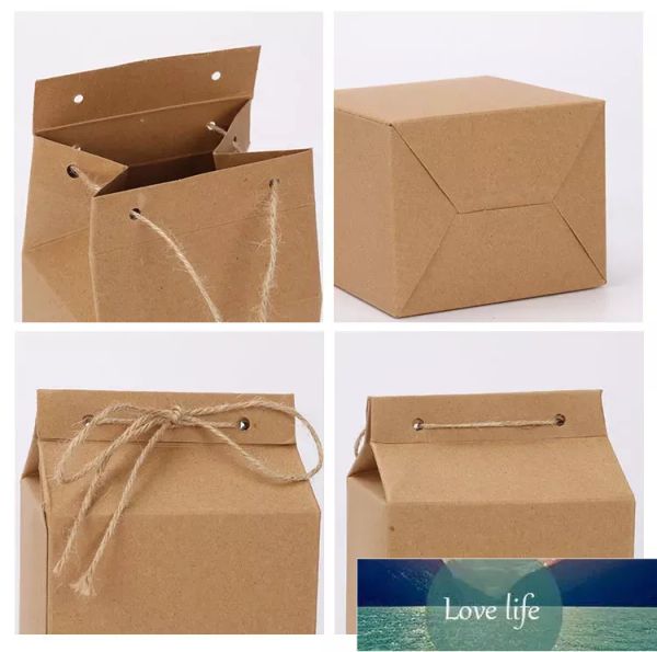 Nueva caja de embalaje para té, papel de regalo, bolsa de papel Kraft de cartón, almacenamiento de alimentos doblado, nueces, embalaje de pie