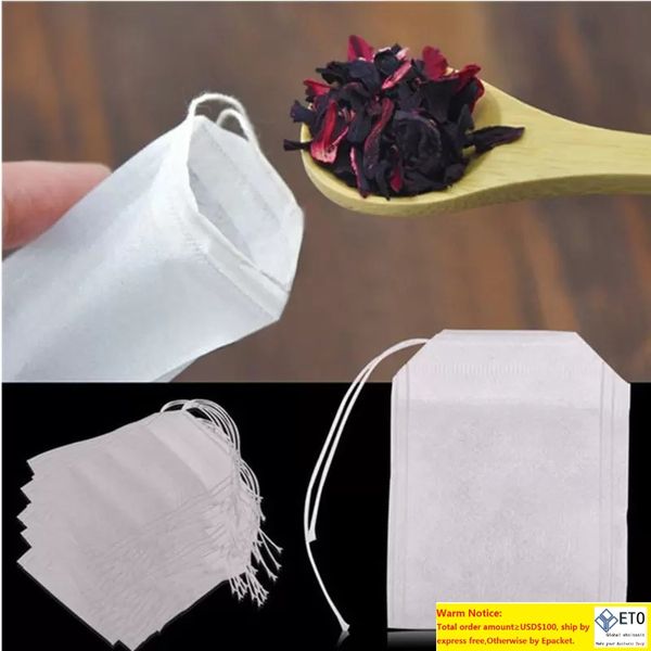 Nuevas bolsitas de té 100 piezas / lote Bolsas de té vacías con papel de filtro Heal Seal de cuerda para bolsa de té suelta de hierbas