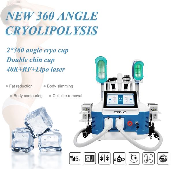 Nouvelle technologie 360 ​​Angel Cryolipolyse Cryothérapie gras Blasting Body Sculpture Pain Relief Cavitation Rf 6 en 1 Machine de drainage lymphatique Resserrer la peau