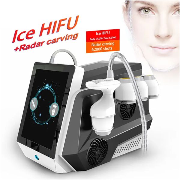 Nueva tecnología Ice HIFU estiramiento facial Vmax Lift eliminación de arrugas de papada máquina moldeadora de cuerpo
