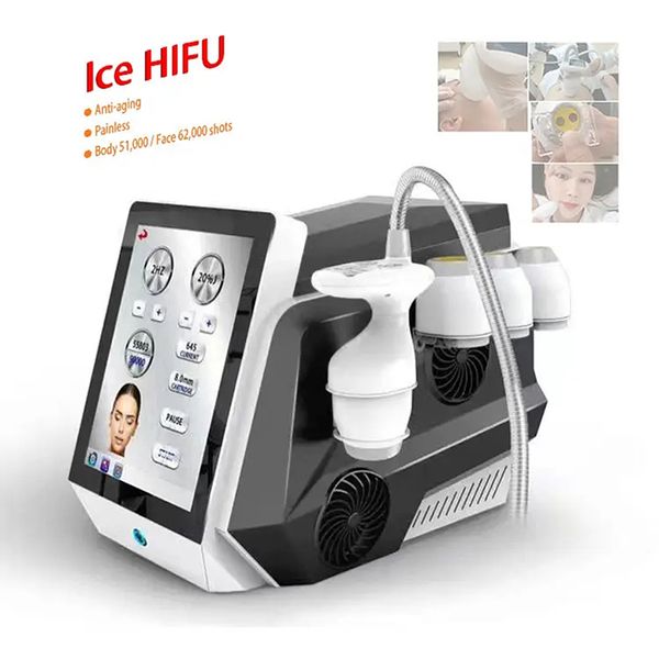 Nouvelle technologie Ice Hifu Machine COOL Indolore 62000 coups 7D puissant dispositif anti-âge à ultrasons focalisés à haute intensité Lifting du visage Équipement de salon de beauté