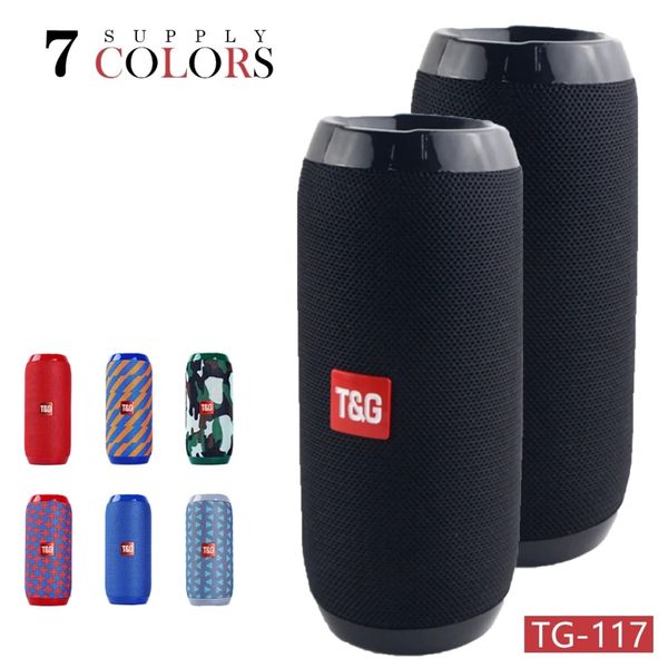 Nouveau haut-parleur Bluetooth portable TG117, caisson de basses 1200 mAh, haut-parleur stéréo, colonne de basse sans fil, haut-parleurs étanches, prise en charge de la carte AUX TF pour téléphones tablettes