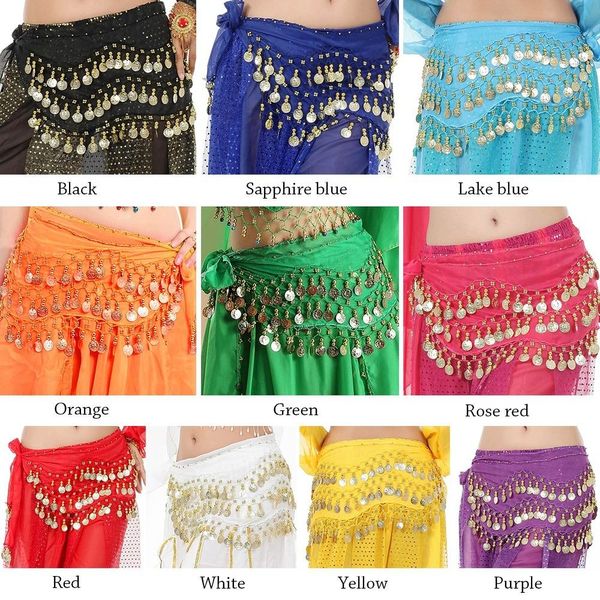 Nouvelle Thaïlande / Inde / Jupe de danseuse arabe Femmes Sexy Belly Dance Hip Scarpe Enveloppe de ceinture Dancer Jupe Femme Costumes Sequin Tassel