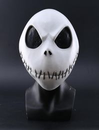 Nouveau Nightmare Before Christmas Jack Skellington White Latex Mask Movie Cosplay Props Halloween Fête Masque d'horreur espiègle T8430941