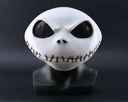 Nieuw The Nightmare Before Christmas Jack Skellington White Latex Mask Film Cosplay Props Halloween Party ondeugende horror masker T4175052