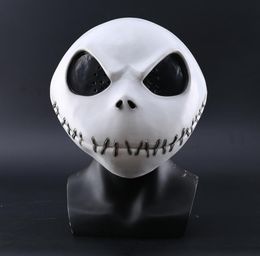 Nouveau Nightmare Before Christmas Jack Skellington White Latex Mask Movie Cosplay Props Halloween Party Mischievous Horror Mask T7431579