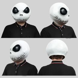 Nueva máscara de látex blanca de Jack Skellington de Pesadilla antes de Navidad, accesorios de película para Cosplay, máscara de terror traviesa para fiesta de Halloween