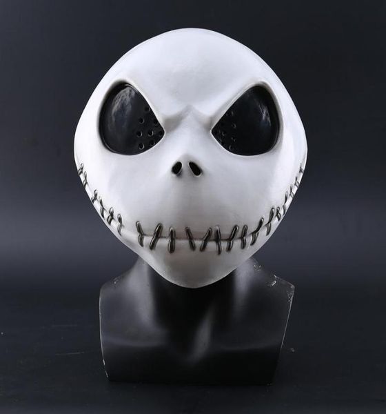 Nuevo The Nightmare Before Christmas Jack Skellington White Latex Mask Película Cosplay Props Halloween Party Horror Mask T5292204
