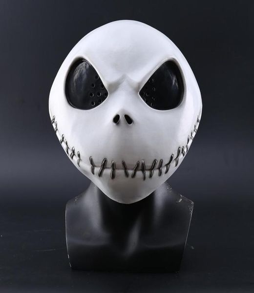 Nuevo The Nightmare Before Christmas Jack Skellington White Latex Mask Película Cosplay Props Halloween Party Horror Mask T9854738