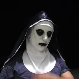 Accessoires de déguisement le masque d'horreur nonne Cosplay Valak effrayant masques en Latex avec foulard casque intégral accessoires de fête d'halloween