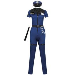 Nouveau costume de thème Police officier féminin de saut en combinaison costume zipper fantasy flic tenfit avec accessoire cosplay Carnival Halloween Fancy Party Robe 35