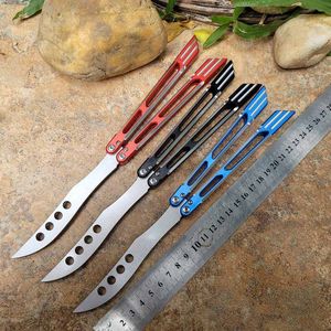 NOUVEAU Theone Balisong Butterfly Trainer Couteau d'entraînement Non Sharp Aviation AVIATION ALUMINIUM Système de bague BM Squid Nautilus Nautilus Monster Perroquet Jilt Swing Couteaux BM42