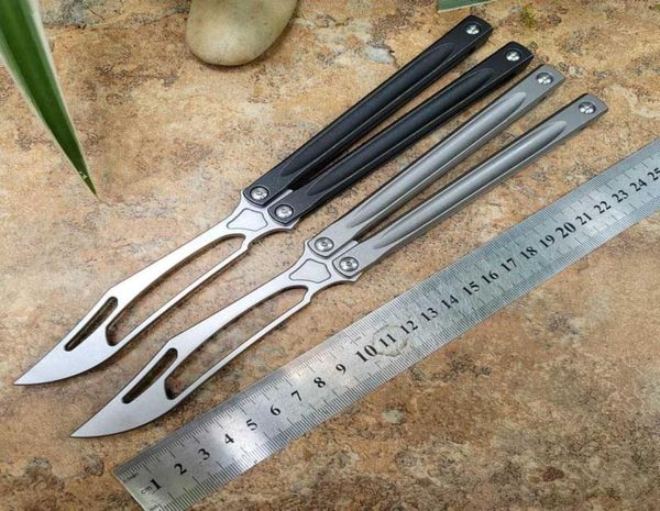 Nuevo TheOne JK Balisong Butterfly Trainer Trainer Knife No Sharp D2 Blade Channel Titanium Many Swing Kilt Knives Chimera Hom E2933387