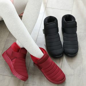 Nouveau épais extérieur chaud coton chaussures rouge noir extérieur femmes bottes respirant sans lacet taille 36-44