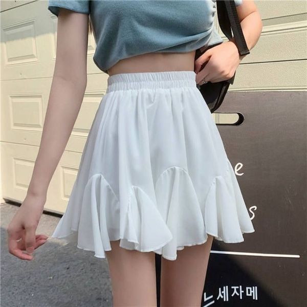 Nuevo fallo de la línea A de línea A Summer's Summer New Korean Korean Style Stily Slimming Skirt Fashion Fashion Versatil Ball Vestido Solidado Mini Faldas Femeninas