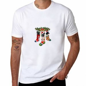 Nieuwe Drie Australische Kelpie In Sok Kerst Kerstman X-mas Hond T-shirt T-shirt Korte Mannen Kleding 776e #