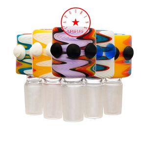 Nouveau Trois Points Coloré Perruque Wag Verre Fumer Remplaçable 14MM 18MM Mâle Joint Herbe Tabac Filtre Bol Huile Rigs Waterpipe Bong DownStem Bubbler Porte-Cigarette DHL