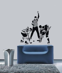 Nieuwe drie ijshockeybalspeler Wall Stickers Sport Ruiskamer Muurschildering Sport Vinyl Art Decal Verwijderbare muursticker Home Decor DE8743506