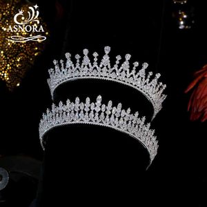 Nieuwe Tiara Zilveren Kleur Crystal Zirconia Verlengde Kroon Bruids Hoofdtooi Royal Wedding Hair Accessoire Dames Sieraden CZ Diadema AA220323