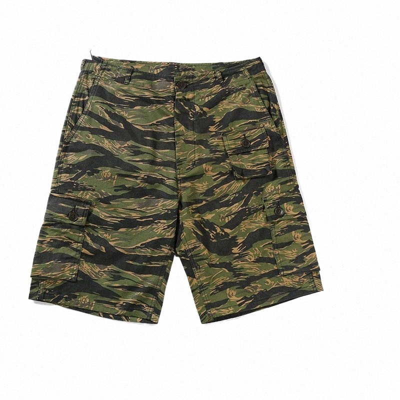 New Tiger Camoue Tactical Shorts Men 's Multiple Pockets 군용 캐주얼 체육관 반바지 군대 정글 야외 Pantales Cortos S4KE#
