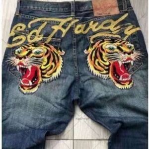 Nieuw tijgerpatroon elastische slanke fit rechte been lange broek heren veelzijdige casual trendy jeans