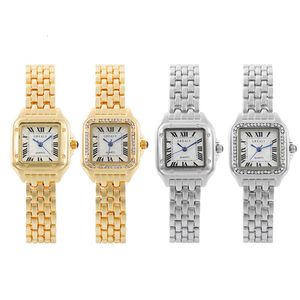 New Tiktok Ladies Fashion Student Quartz Square Diamond Diamond Set Women's Net Red Steel Band Wrist Watch