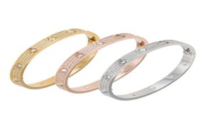 New Titanium Steel 3 Row Diamond Bracelet Mode marque complète Ldiamond Love Bangle Women Bracelet Bracelles avec Dust Bag5761440