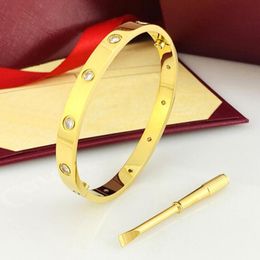 New Titanium Steel Love Bracelet Bangles for Women Men 4cz Braceletas Gold Silver Rose Pulsera con bolsa de terciopelo y caja