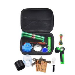 Honeypuff Tobacco Smoke Set Plastic Kruid Molen Opslag Jar Metalen Tin Siliconen Roken Pipe One Hitter Rolling Machine Glass Tips Groothandel