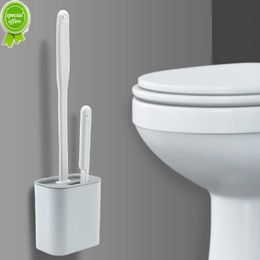 Nieuwe toiletborstelset Wandophanging met houder Siliconen TPR Nylon 2 borstelharen Kop voor vloerreinigingsgereedschap Badkameraccessoires