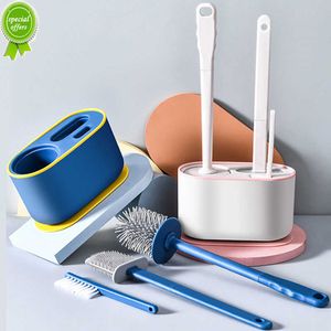 New Toilet Brush Silicone Free Wall Mounted Multi-functional Three Piece Cleaning Tools with Bracket Home Bathroom Accessories Sets