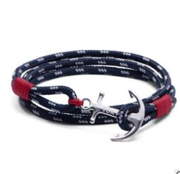 Nueva pulsera de ancla Tom Hope de plata roja con pulsera de ancla tejida con cuerda multicapa 2490293