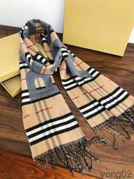 Neuer Top-Marken-Designer-Schal für Damen und Herren, 100 % doppelseitiger Kaschmir, großer Buchstabe B-Streifen, Herbst-Winter, warm, Größe 180 x 33 cm, 1M9SN
