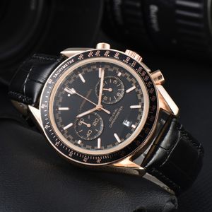 Nieuw topmerk OMG Sea Master Series Mens Watch Classic Fashionable lederen roestvrijstalen riem multifunctionele chronograaf volledig automatisch kwarts horloge