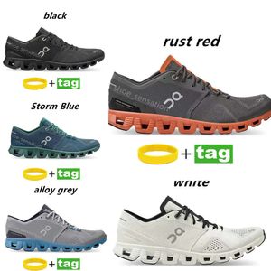 Nouveau toit décontracté 0n nuage x chaussures hommes femmes noir blanc alliage gris orange aloe tempête bleu rouille rouge sport sneakers créateurs masqueurs lacet m up m