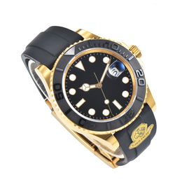 Nieuw top klassiek luxe herenhorloge zwaargewicht jachtmaster goud cal.3235 automatisch uurwerk rubberen armband stalen binnenkant waterdicht polshorloge