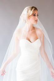 Nieuwe Top Mode Juliet Cap Waltz Cut Edge met Applique Handgemaakte Sluier One Layer Bruiloft Bridal Soft Tulle Sluiers