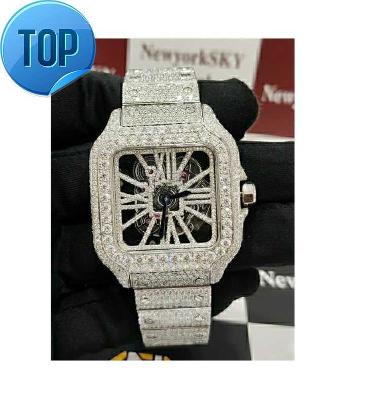 New Top Luxury Brand Fashion Jewelry Vvs Moissanite Diamond Studded Automatic Movement Mechanical Wrist Watches For Unisex Gifts
