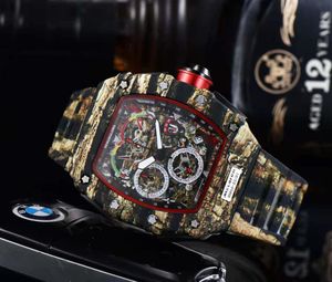 Nouveau haut de gamme montre pour hommes chronographe à quartz Swiss R hommes ice out hip hop bracelet en caoutchouc sport hommes watch254j