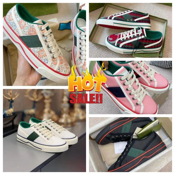 Nuevo top luxury tenis 1977 lienzo zapatos casuales diseñadores zapato para mujeres italia italia y rojo blanco rayas de goma para algodón de algodón de algodón bajo