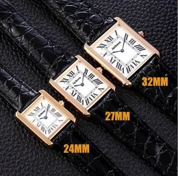 Nieuwe top luxe dames designer tankserie casual gouden horloge 32 mm 27 mm 24 mm dames echt leer quartz Montres ultradun 8014 Wri204y