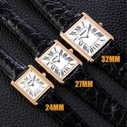 Nouveau Top Luxe Femmes Designer Tank Series Casual Montre En Or 32mm 27mm 24mm Femmes En Cuir Véritable Montres À Quartz Ultra mince 8014 Wri226C