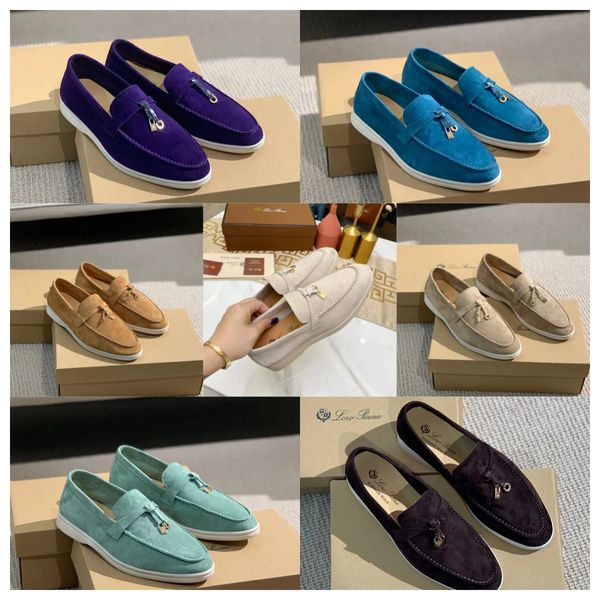 Nuevo top luxurys lora pianas mocasines para hombres zapatos de vestir diseñador de moda de cuero de cuero plano oxfords de vaca de gamuza