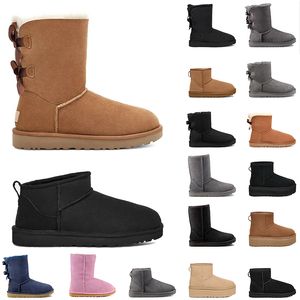 Nouveau Top OG Australie Australie Outdoor Winter Snow Ultra Mini Platform Boot Designer Femmes Bottes Fourrure Fluffy Cuir Bottines Châtaigne Noir Rose Mocassins Chaussures