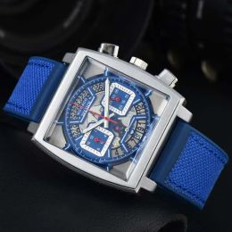 Nieuwe top originele merkhorloges voor heren multifunctionele volledig stalen klassieke Monaco-stijl TAG-horloge chronograaf automatische datum AAA-klokken